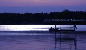 Bass Lake at sunset. Image courtesy of Starke County Chamber of Commerce.