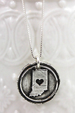 Indiana Fine Silver Wax Seal Pendant Necklace