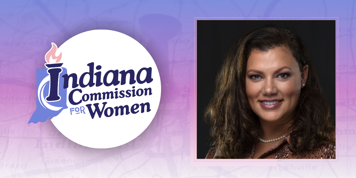 Photo of ICW Logo next to ICW Chair, Courtney Arango