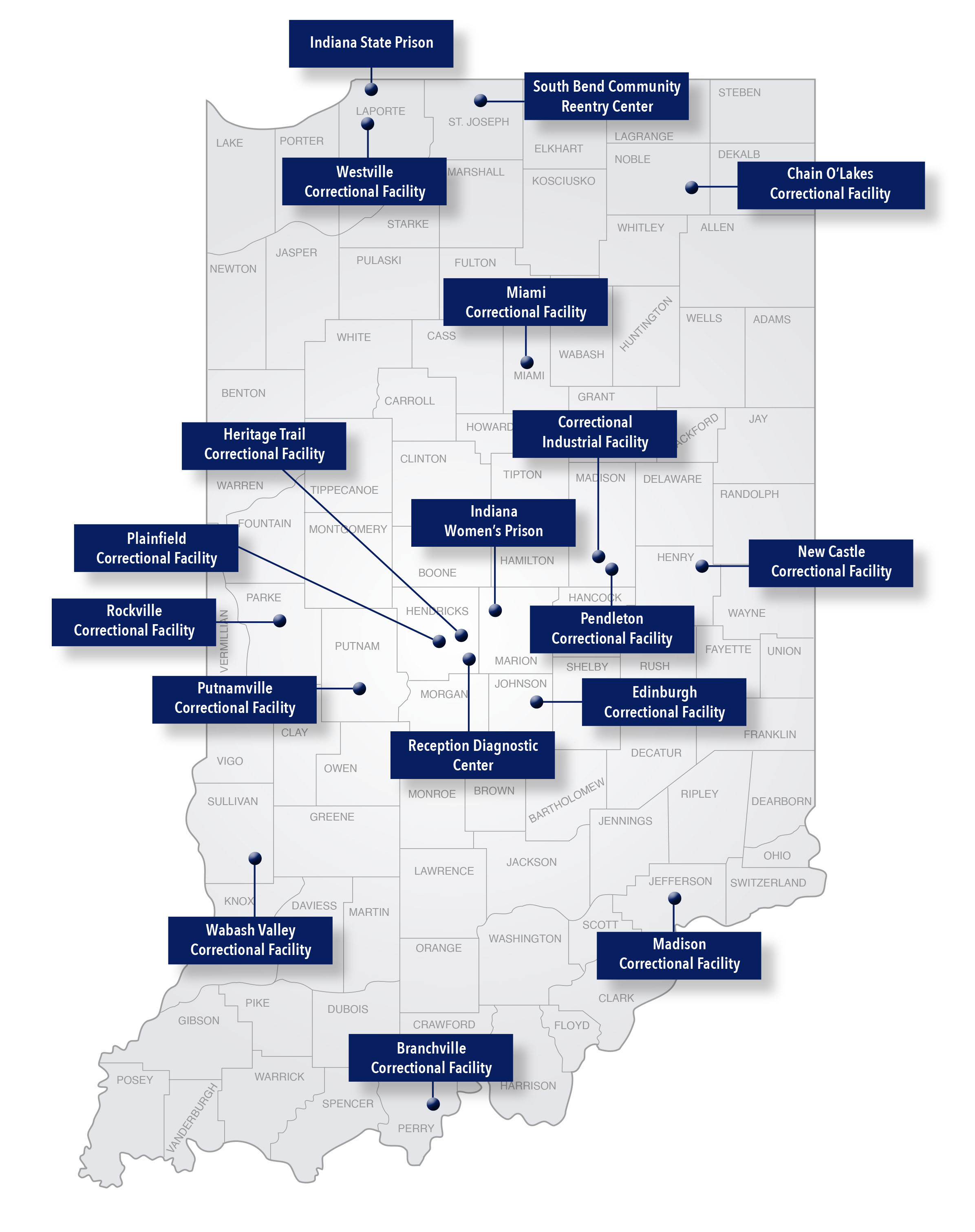 State Map of Adult IDOC Facilities