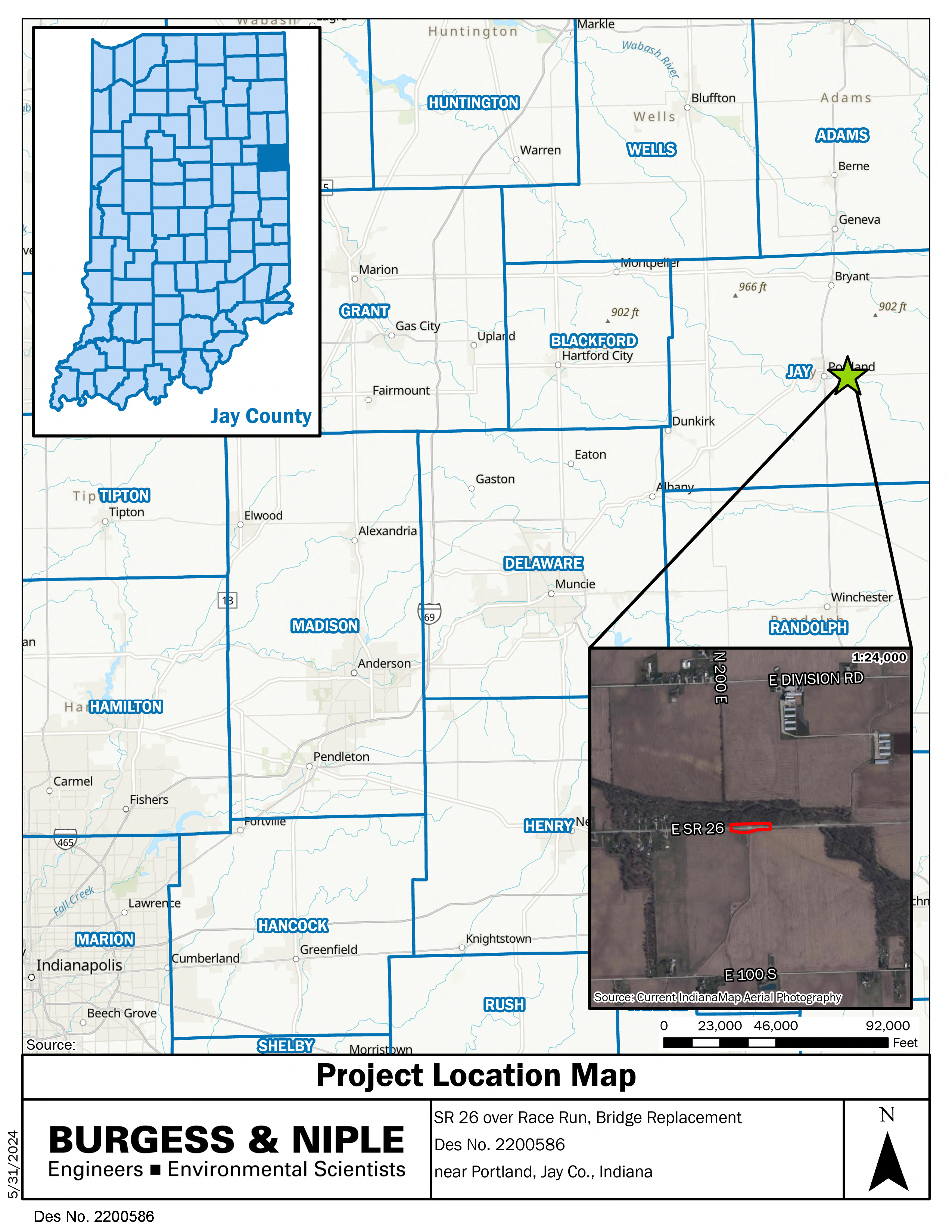 Project Location Map of SR 26 over Race Run, Bridge Replacement.