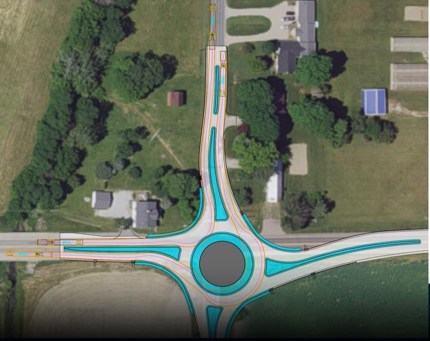 Aerial view of the roundabout