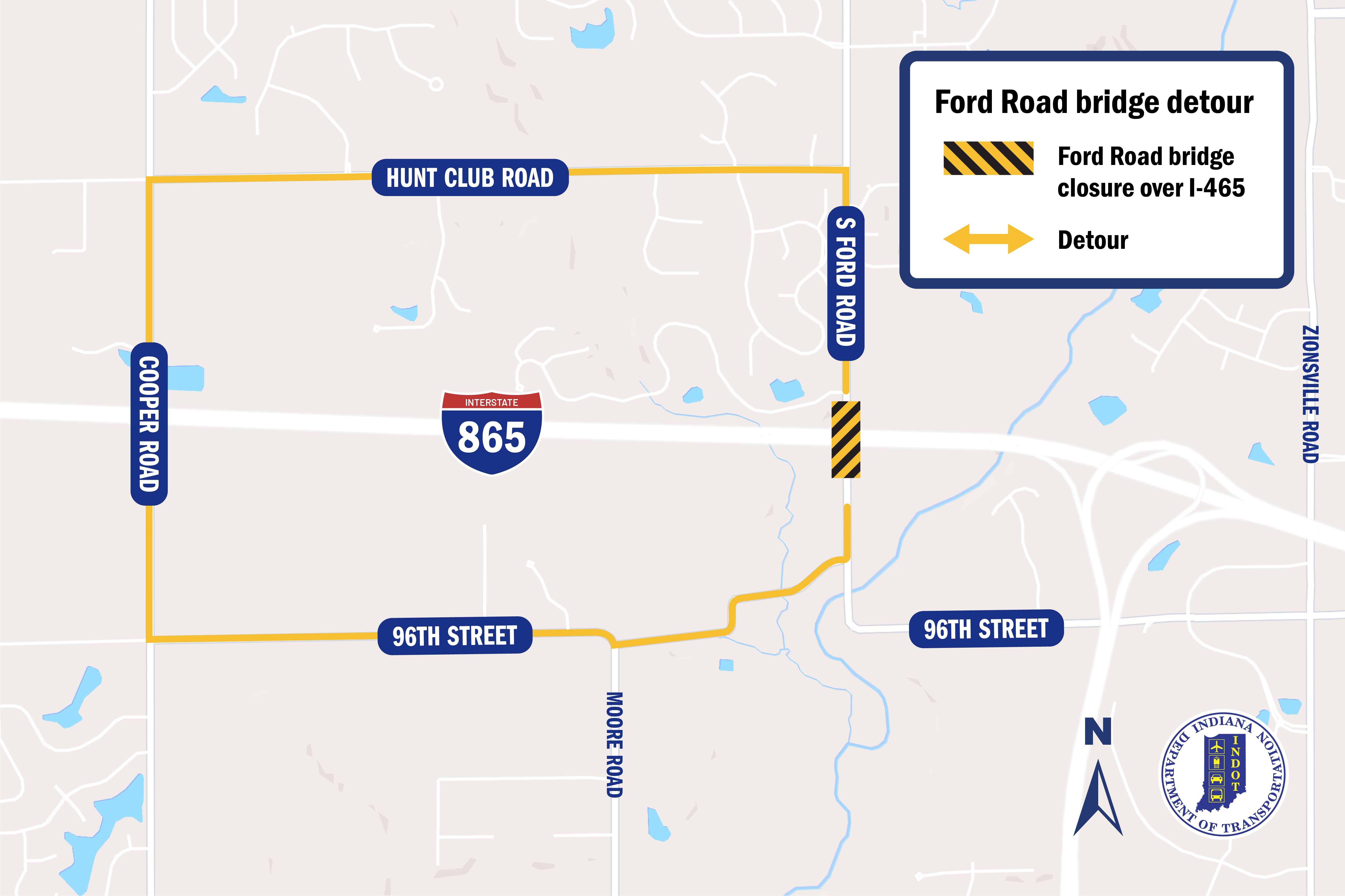 Ford Road Bridge Detour Map