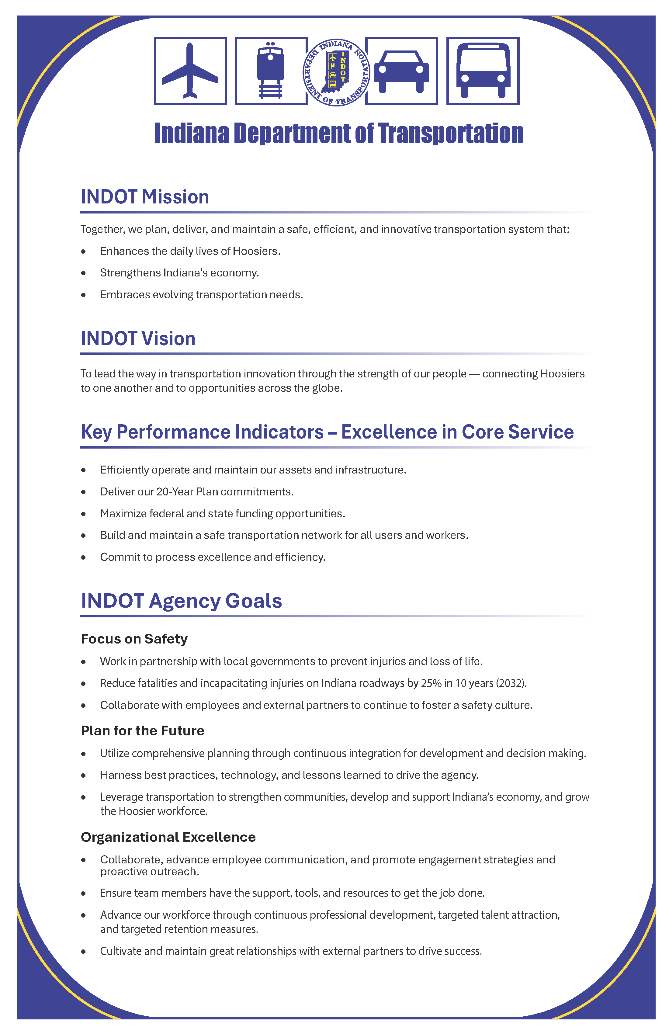 INDOT's Goals Poster