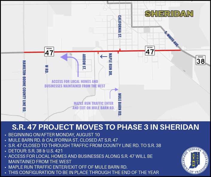 Map of the S.R. 47 local traffic change