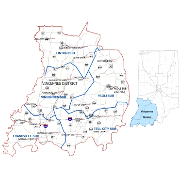 Map of Vincennes District with mini map