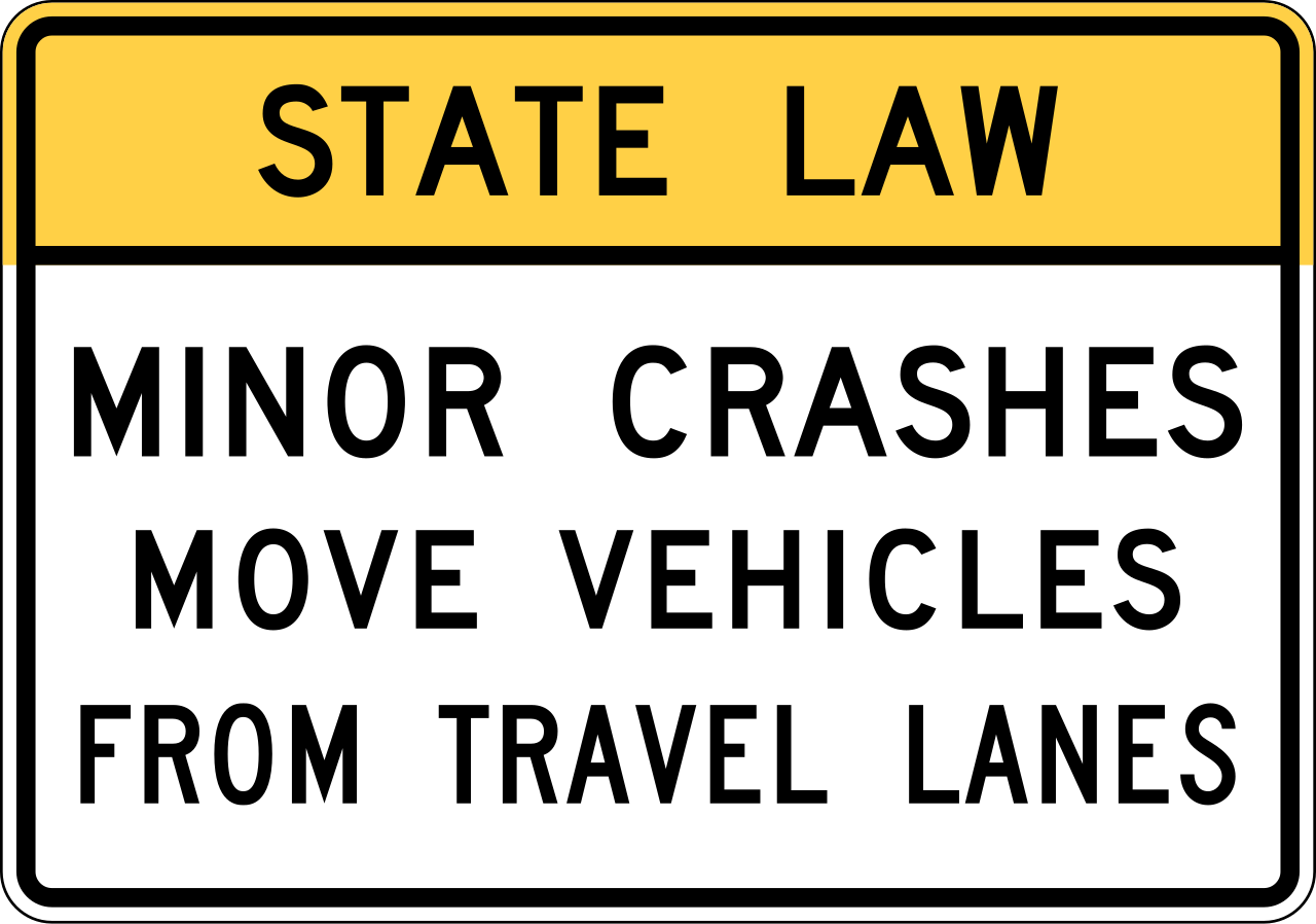 State Law Minor Crashes Move Vehicles from Travel Lanes Sign