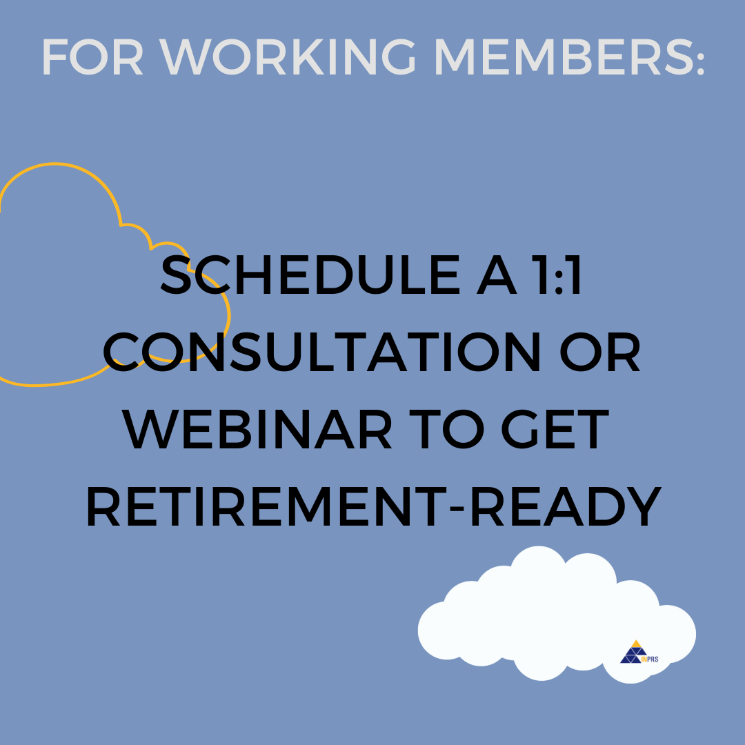 square image with blue background reading schedule a one on one consultation or webinar to get retirement ready
