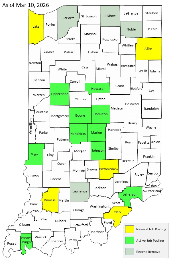 Map of Indiana Counties