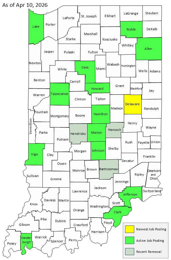 Map of Indiana Counties