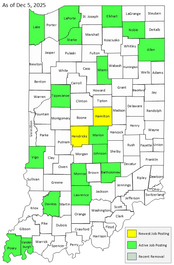 Map of Indiana Counties