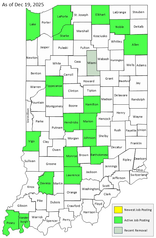 Map of Indiana Counties