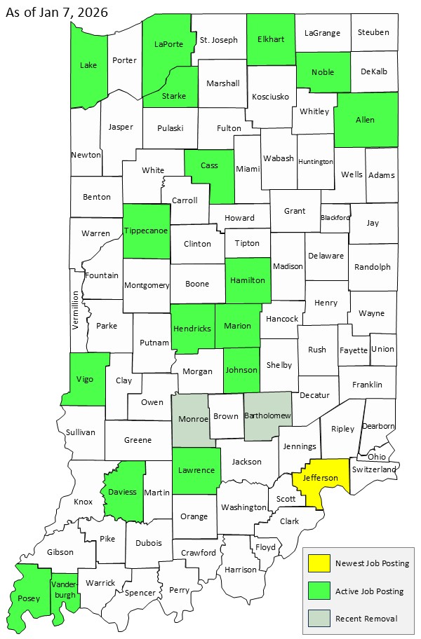 Map of Indiana Counties