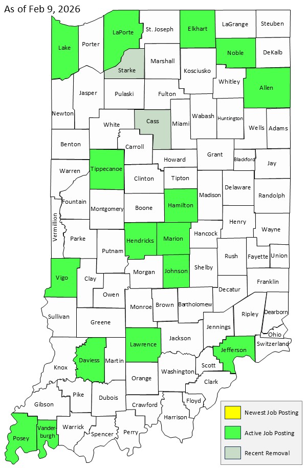 Map of Indiana Counties