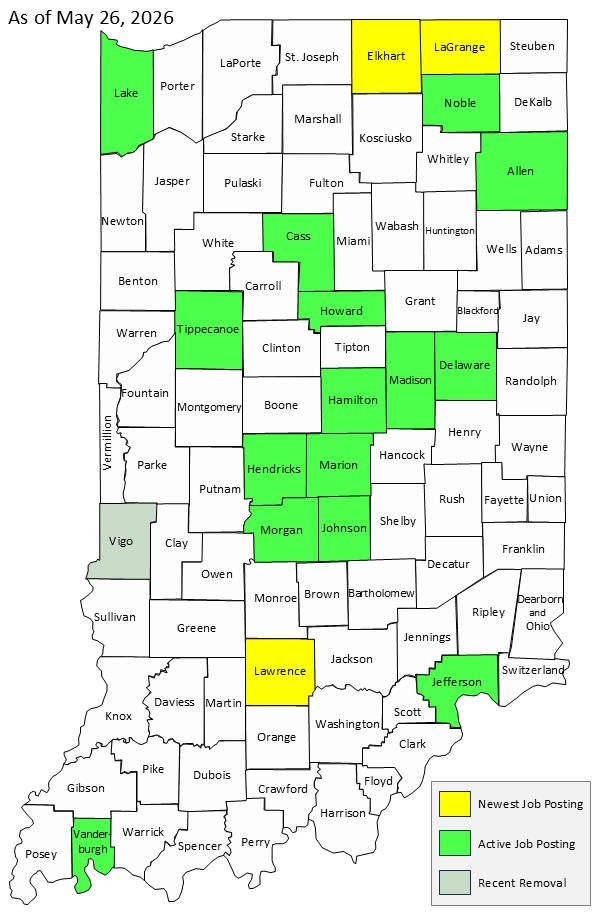 Map of Indiana Counties