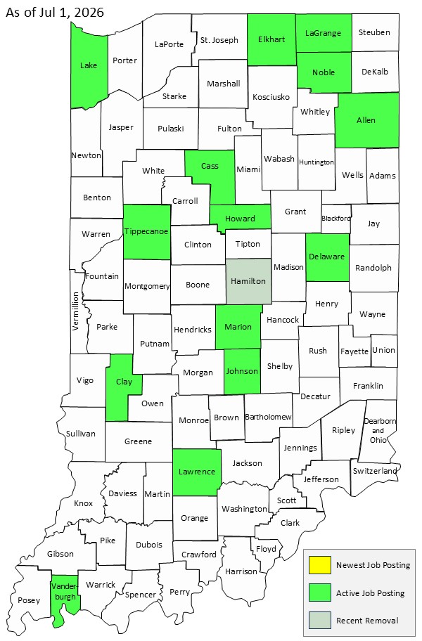 Map of Indiana Counties