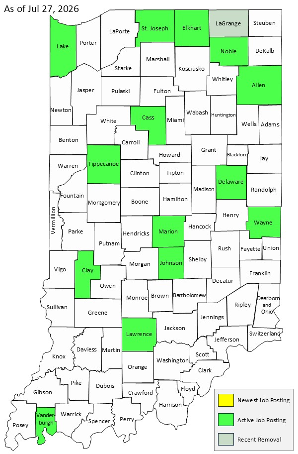 Map of Indiana Counties