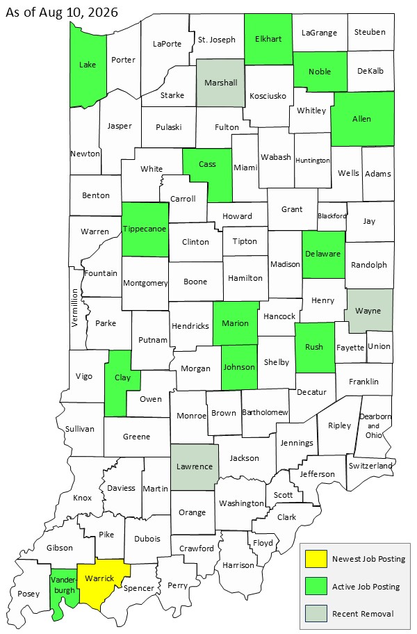 Map of Indiana Counties