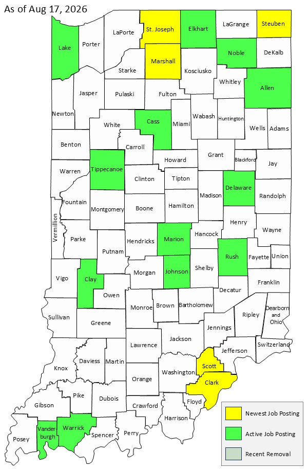 Map of Indiana Counties