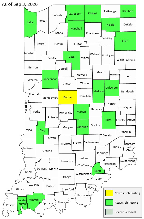 Map of Indiana Counties