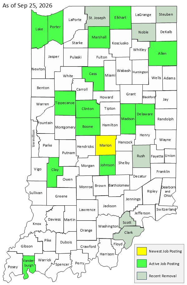 Map of Indiana Counties