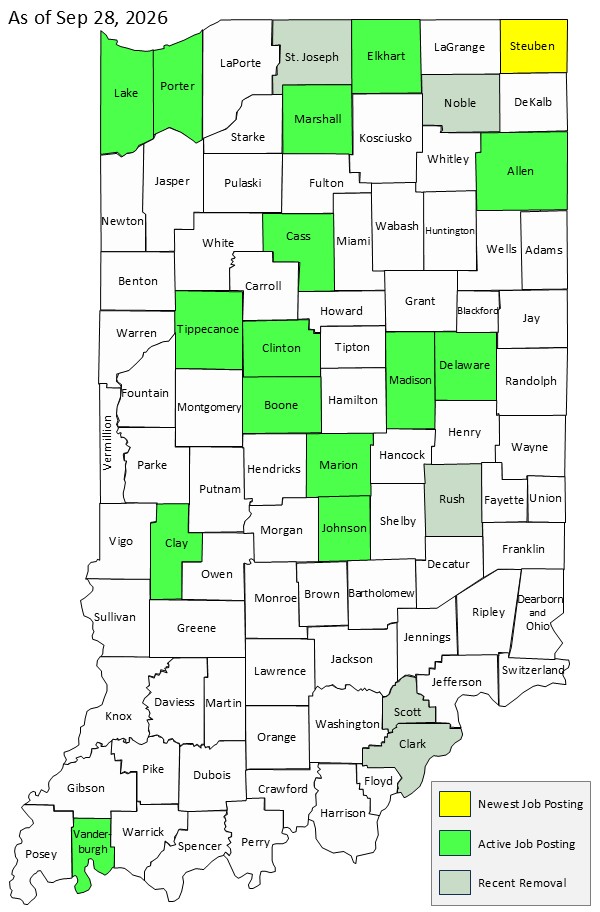 Map of Indiana Counties
