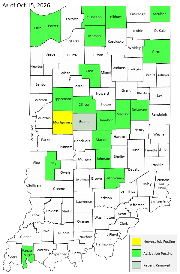 Map of Indiana Counties