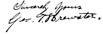 Signature of George T. Brewster. Courtesy Indiana State Archives