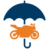 Icon of a motorcycle with an umbrella over it