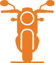 Icon&mdash;front view of a motorcycle