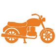 Icon of a motorcycle leaning on its side stand