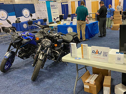 motorcycles displayed at the BMV booth